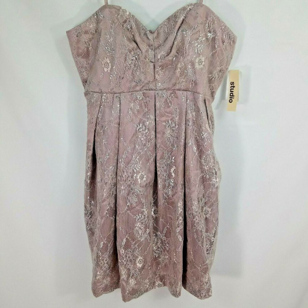 NWT Jill Stuart Studio Dress 14 Taupe Silver Lace